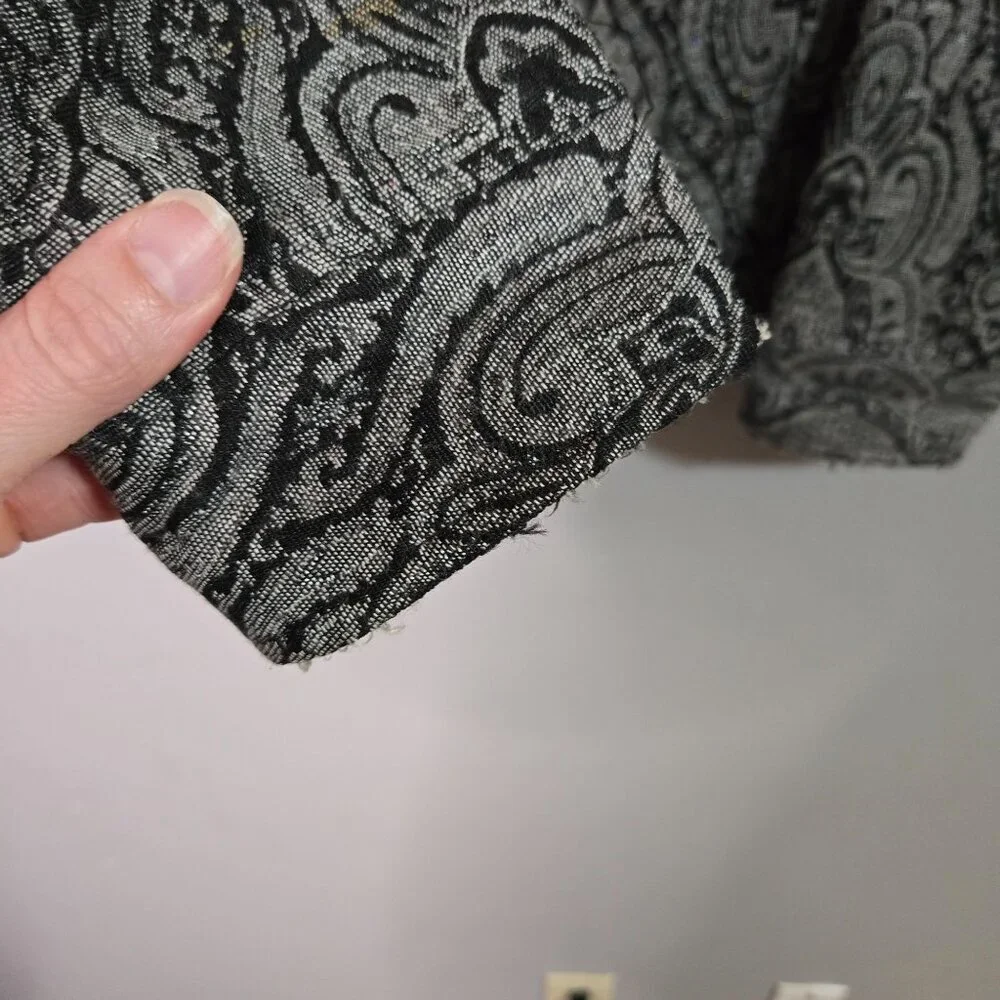 Vintage  L Tapestry Maximalist Art to‎ Wear Beaded Black Silver Shirt Jacket